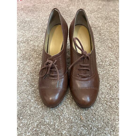Nine West Leather brown Booties Heels Shoes Lace up Victorian Style Bro SZ 7M - Picture 4 of 8